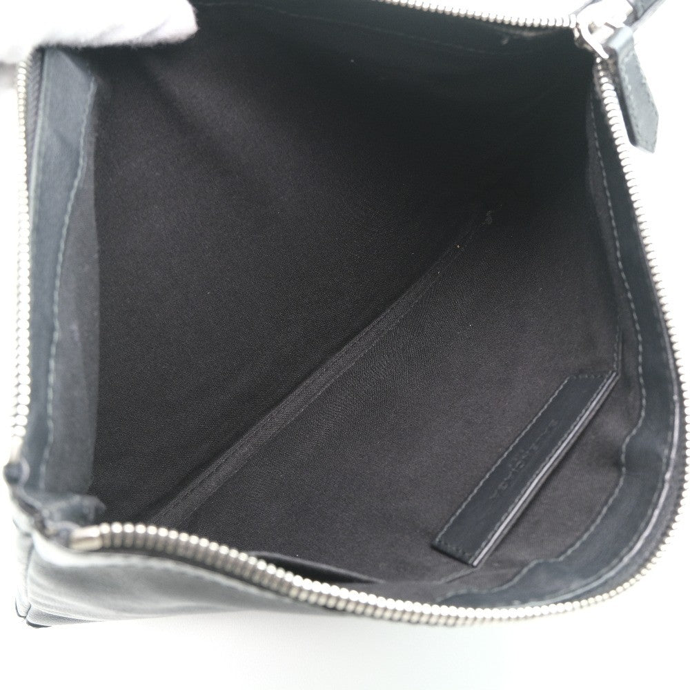 Balenciaga Navy Zip Pouch Leather, BLACK, LEATHER, Clutche & pouche
