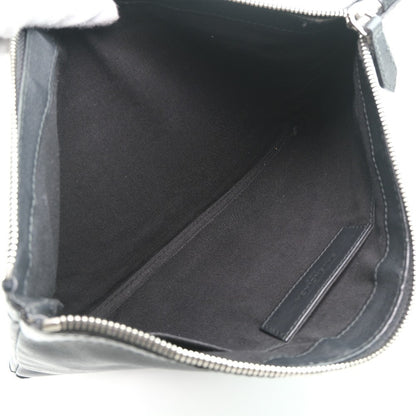 Balenciaga Navy Zip Pouch Leather, BLACK, LEATHER, Clutche & pouche