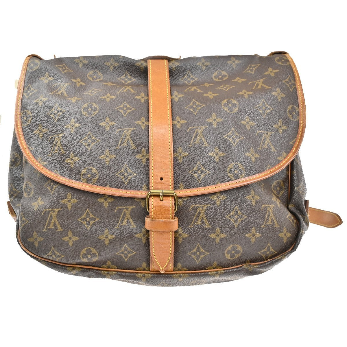 Louis Vuitton Saumur Handbag Monogram Canvas, BROWN, LEATHER, Shoulder bag