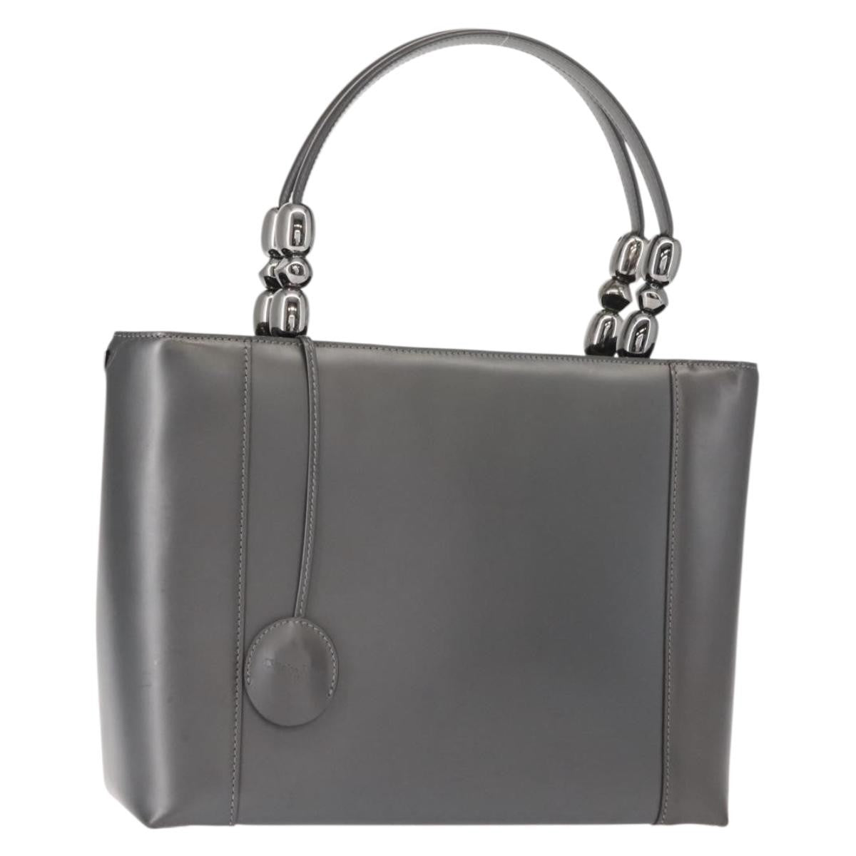 Christian Dior Vintage Handbag Leather, GRAY, LEATHER, Handbag