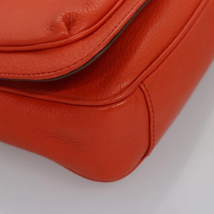 Salvatore Ferragamo Gancini Shoulder Bag Leather, ORANGE, LEATHER, Shoulder bag