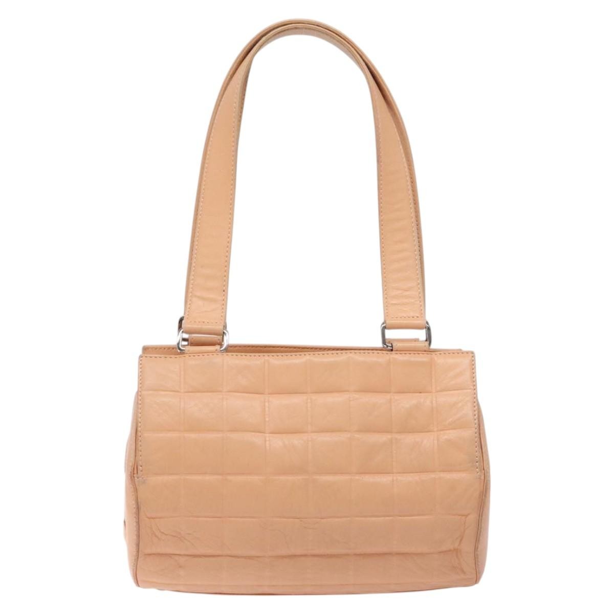 Chanel Chocolate Bar Barrel Bag Quilted Leather, BEIGE, LEATHER, Handbag