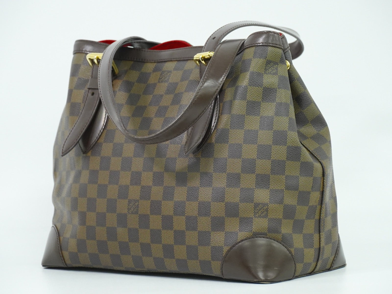 Louis Vuitton Hampstead Handbag Damier, BROWN, CANVAS, Tote bag
