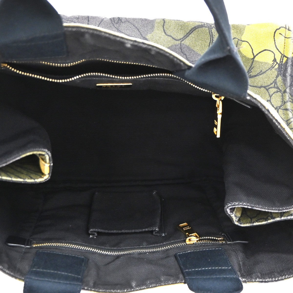 Prada Canapa Tote Printed Canvas, GREEN, CANVAS, Tote bag