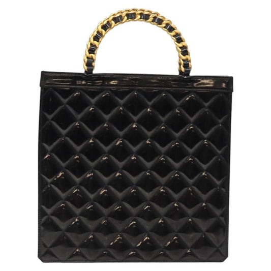 Chanel Vintage Chain Handle Tote Patent leather, BLACK, PATENT_LEATHER, Tote bag