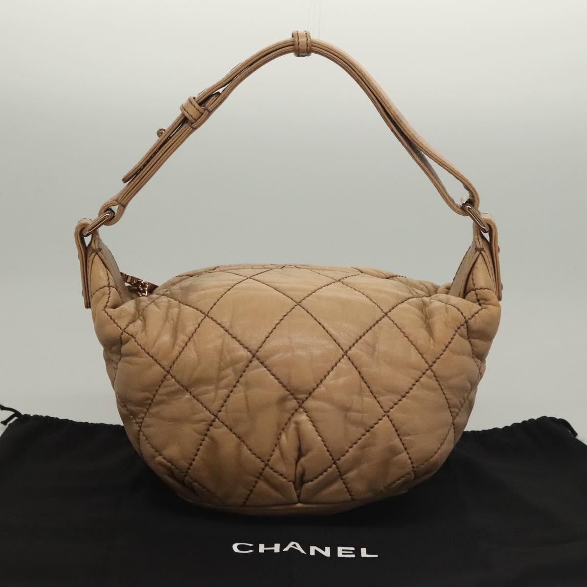 Chanel Vintage Wild Stitch Zip Shoulder Bag Quilted Lambskin, BROWN, LEATHER, Shoulder bag