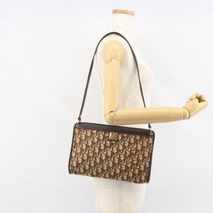 Christian Dior Vintage Trotter Shoulder Bag Canvas, BEIGE, CANVAS, Shoulder bag