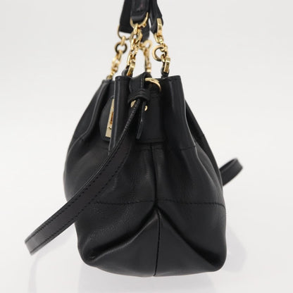 Salvatore Ferragamo W Chain Tote Leather, BLACK, LEATHER, Handbag