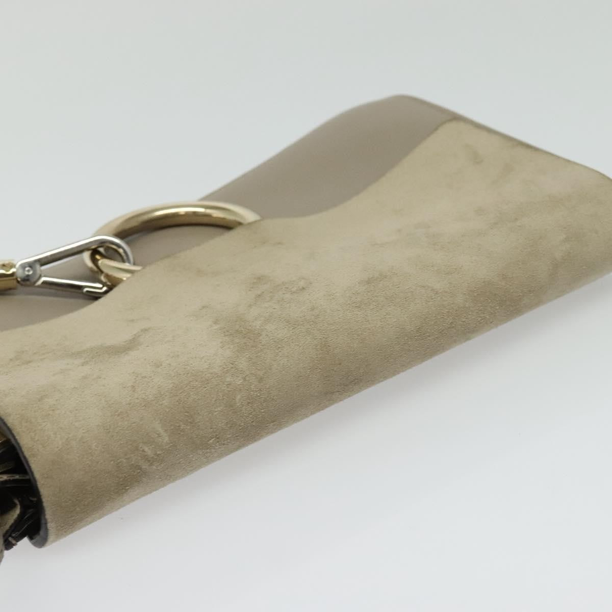 Chloe Faye Shoulder Bag Leather and Suede, GRAY, LEATHER, Shoulder bag