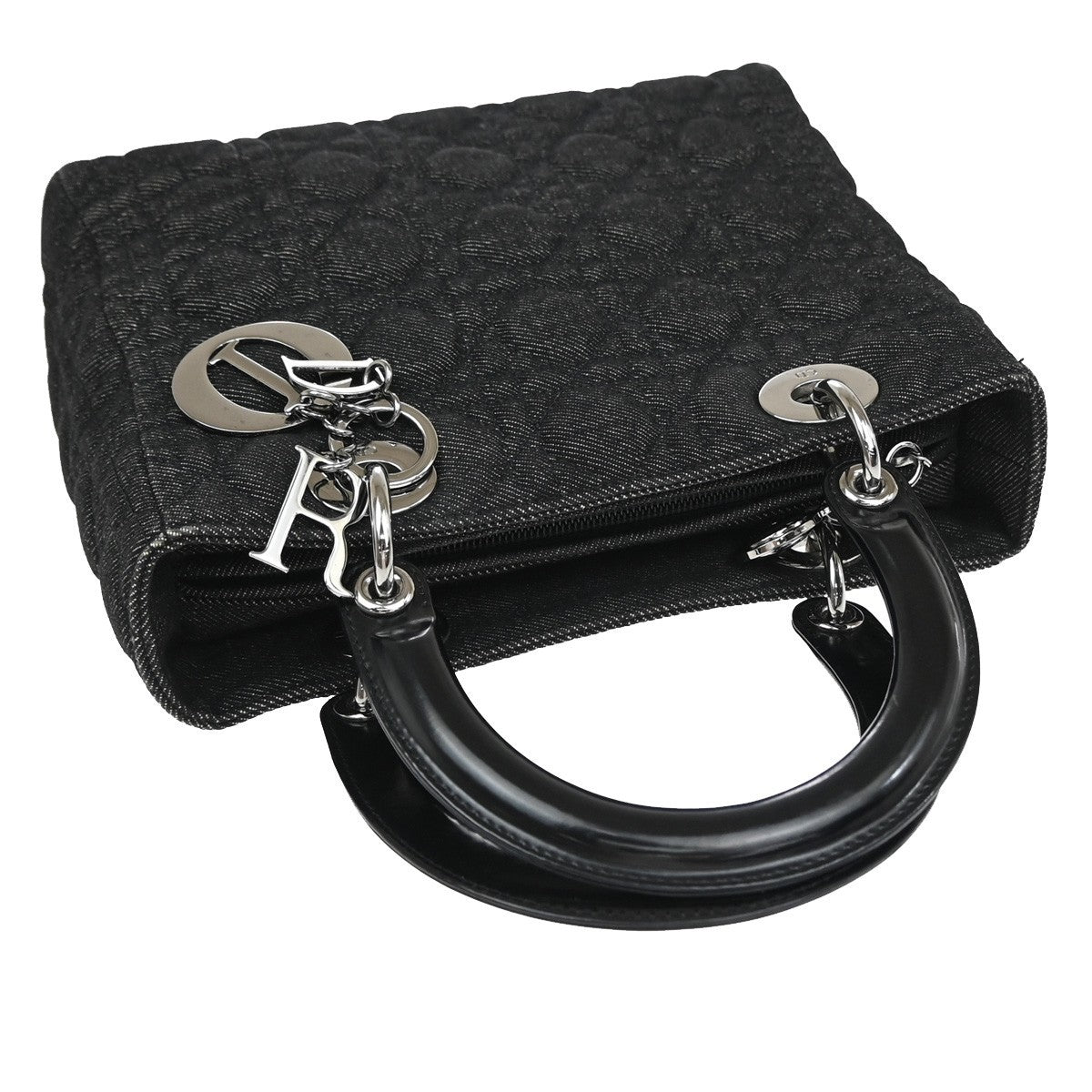 Christian Dior Vintage Lady Dior Bag Cannage Quilt Denim, BLACK, DENIM_JEANS, Handbag