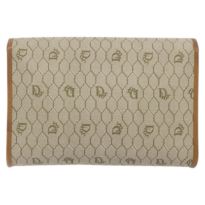 Christian Dior Vintage Honeycomb Flap Crossbody Bag Coated Canvas, BEIGE, CANVAS, Crossbody bag