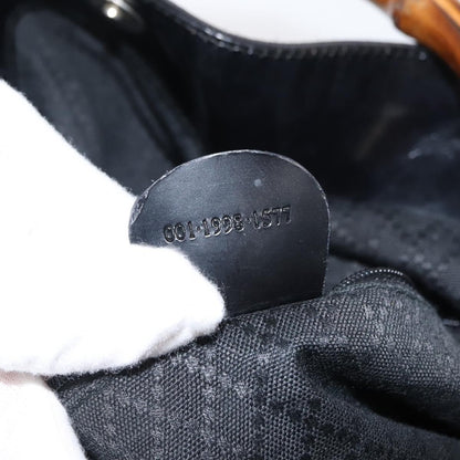 Gucci Vintage Bamboo Handle Open Hobo Nylon, BLACK, NYLON, Handbag