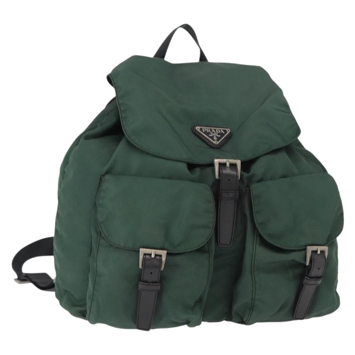 Prada Double Front Pocket Backpack Tessuto, GREEN, NYLON, Backpack