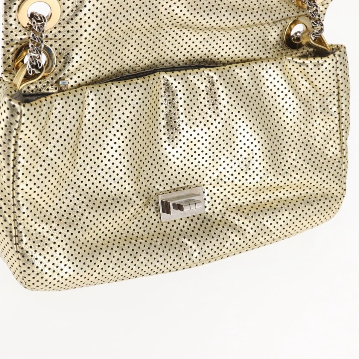 Chanel Drill Flap Bag Perforated Leather, GOLD, LEATHER, Handbag