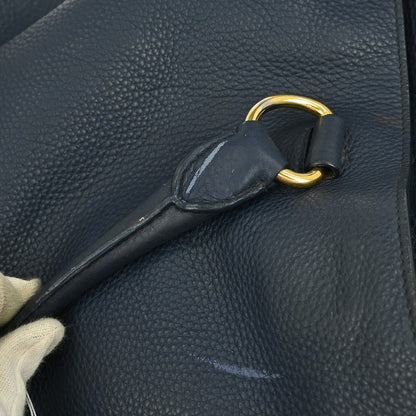 Prada Convertible Shopper Tote Vitello Daino, NAVY, LEATHER, Tote bag