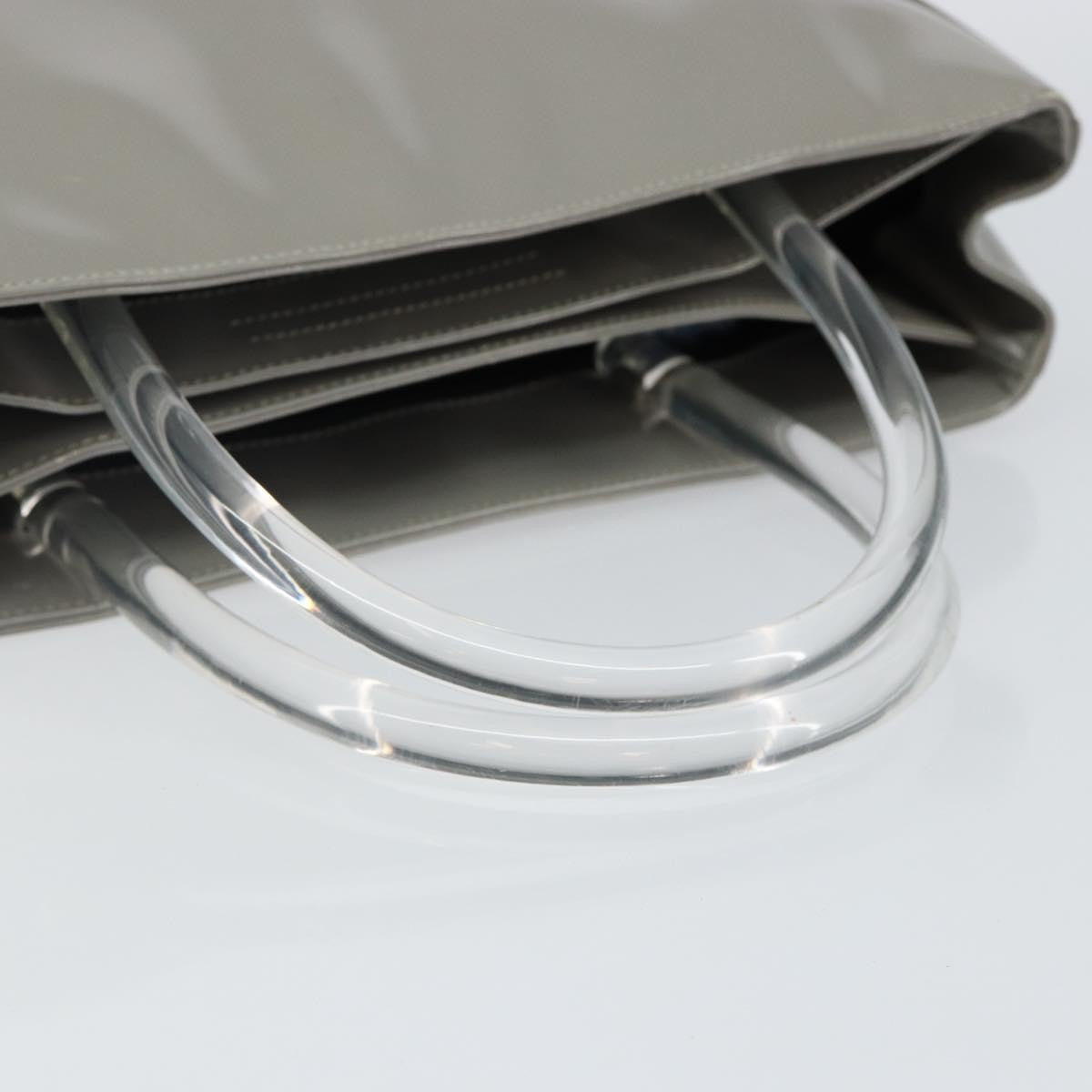 Prada Resin Handle Tote Patent Leather, GRAY, PATENT_LEATHER, Handbag