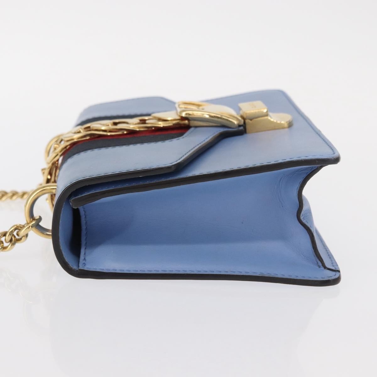 Gucci Sylvie Chain Shoulder Bag Leather, BLUE, LEATHER, Shoulder bag