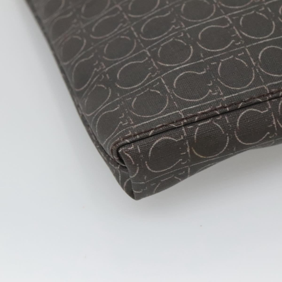 Salvatore Ferragamo Gancini Shoulder Bag Canvas, BROWN, CANVAS, Shoulder bag