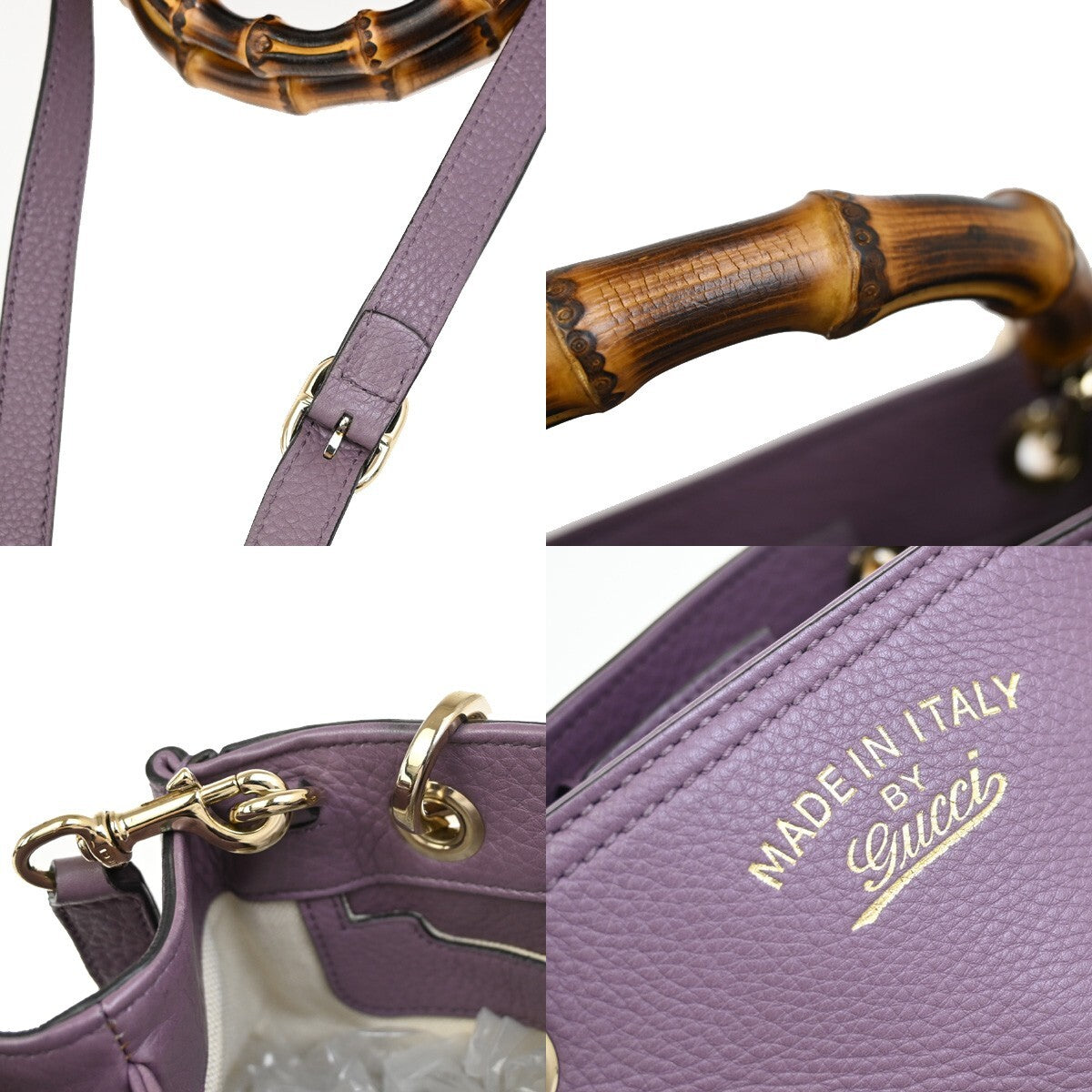 Gucci Bamboo shopper bag Leather, PURPLE, LEATHER, Tote bag