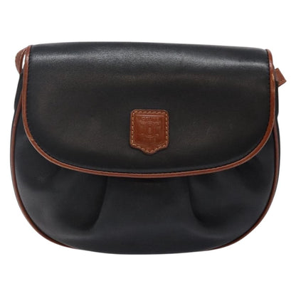 Celine Vintage Triomphe Shoulder Bag Leather, BLACK, LEATHER, Shoulder bag