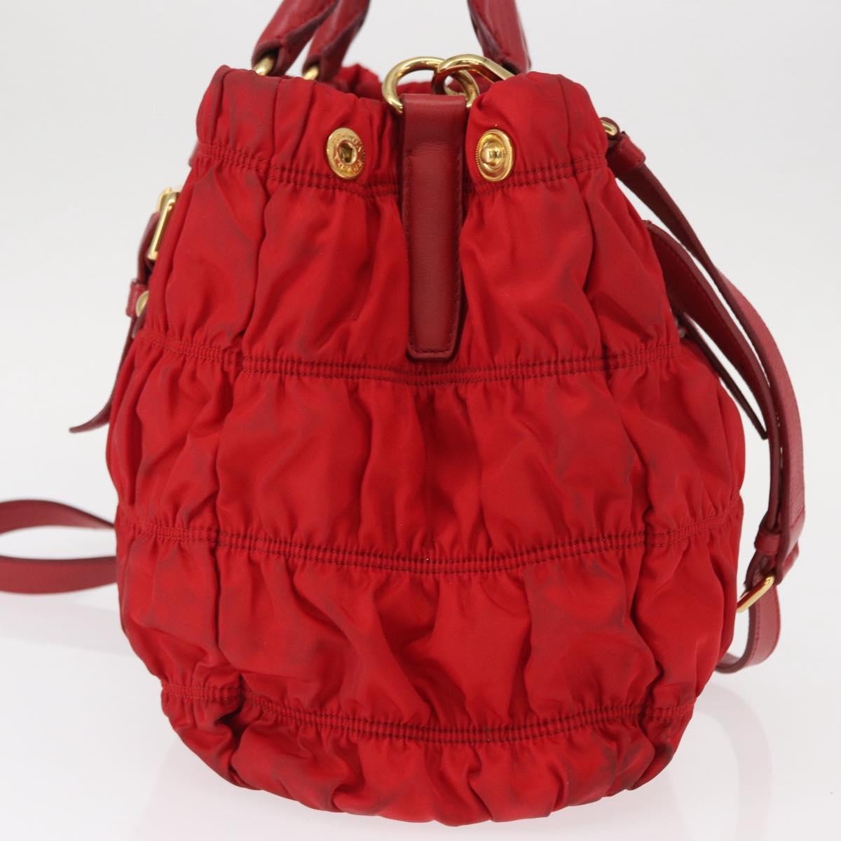 Prada Gaufre Convertible Tote Leather and Tessuto, RED, NYLON, Handbag