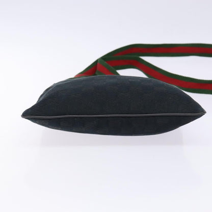 Gucci Web Strap Zip Messenger Bag GG Canvas, BLACK, CANVAS, Shoulder bag