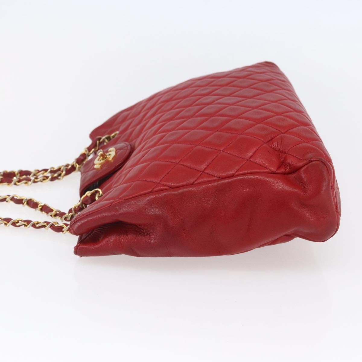 Chanel Vintage Shopping Tote Quilted Lambskin, RED, LEATHER, Tote bag