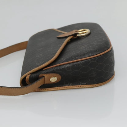 Christian Dior Vintage Honeycomb Flap Crossbody Bag Coated Canvas, BLACK, CANVAS, Crossbody bag