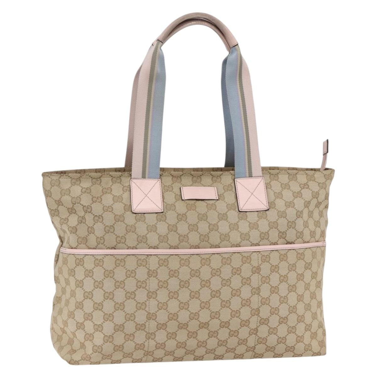 Gucci Diaper Web Strap Tote GG Canvas, BEIGE, CANVAS, Tote bag