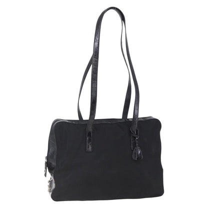 Prada Vintage Shoulder Bag Nylon and Leather, BLACK, NYLON, Shoulder bag
