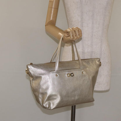 Salvatore Ferragamo Vintage Zip Tote Leather, GOLD, LEATHER, Tote bag