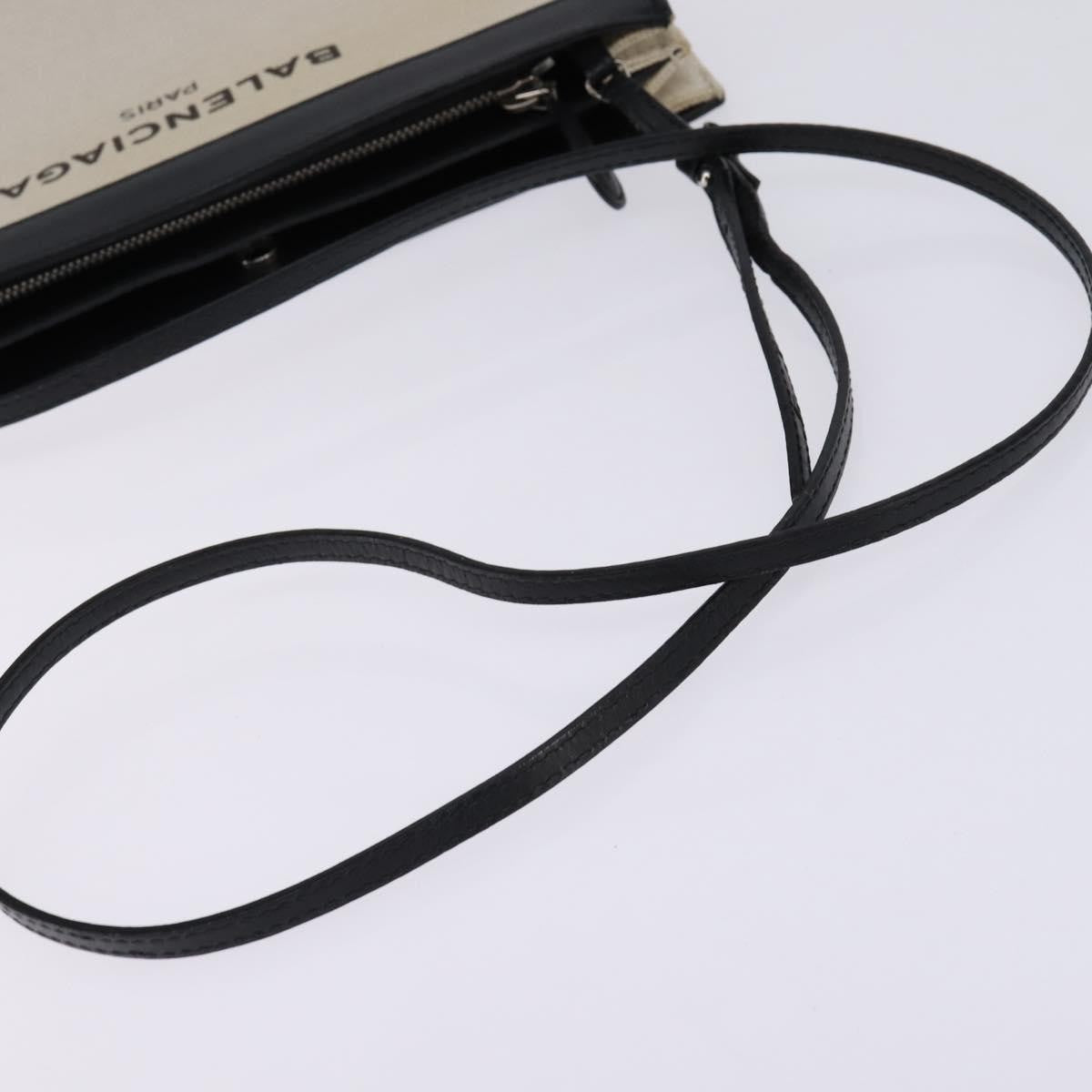 Balenciaga Navy Pochette Canvas and Leather, WHITE, CANVAS, Clutche & pouche