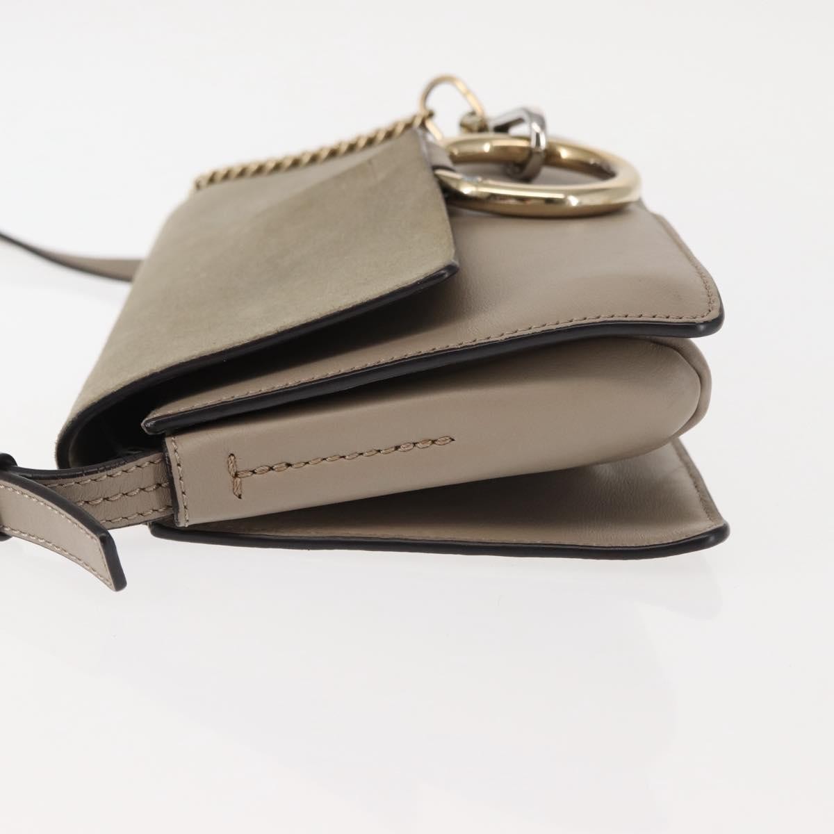Chloe Faye Shoulder Bag Leather and Suede, BEIGE, SUEDE, Shoulder bag