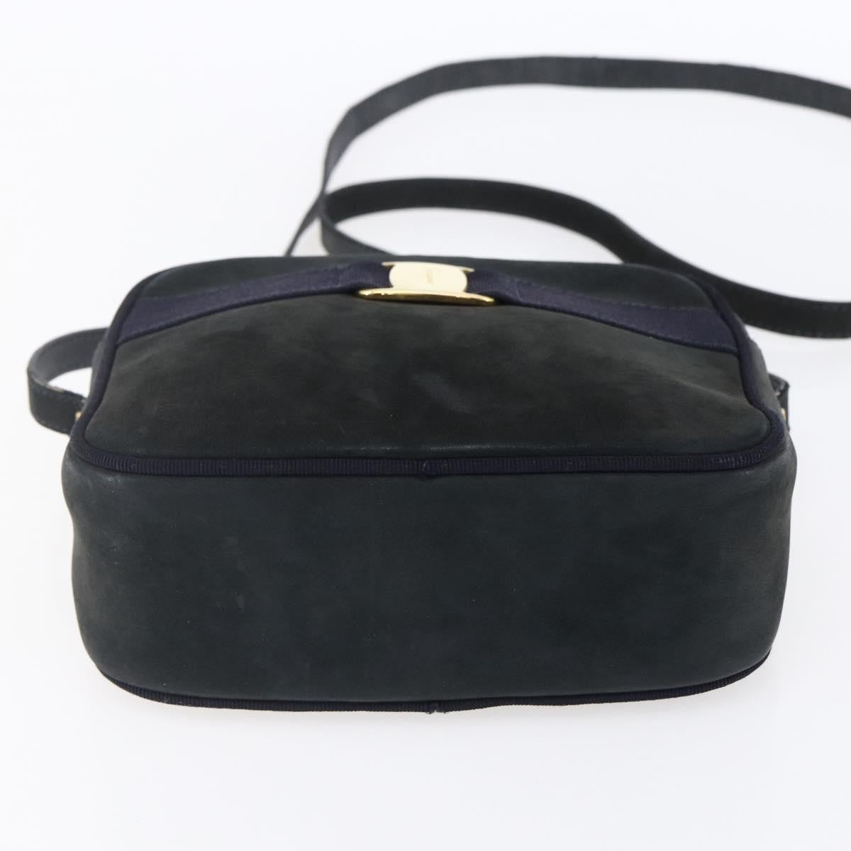 Salvatore Ferragamo Vala Shoulder Bag Suede, NAVY, SUEDE, Shoulder bag