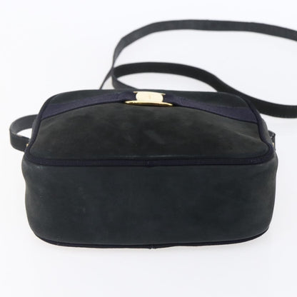 Salvatore Ferragamo Vala Shoulder Bag Suede, NAVY, SUEDE, Shoulder bag