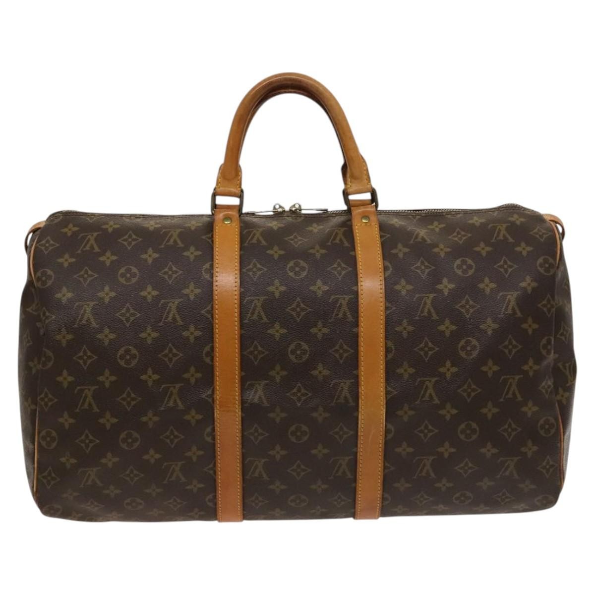 Louis Vuitton Keepall Bag Monogram Canvas, BROWN, CANVAS, Travel bag