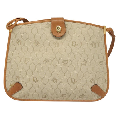 Christian Dior Vintage Honeycomb Shoulder Bag Canvas and Leather, BEIGE, CANVAS, Shoulder bag