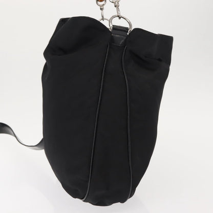 Gucci Vintage Bamboo Handle Open Hobo Nylon, BLACK, NYLON, Handbag