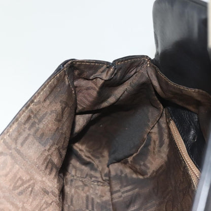 Salvatore Ferragamo Gancini handbag Leather, BLACK, LEATHER, Handbag