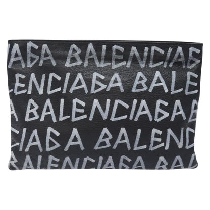 Balenciaga Graffiti Pouch Leather, BLACK, LEATHER, Clutche & pouche