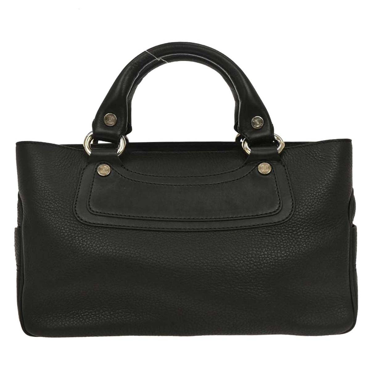 Celine Boogie Satchel Leather, BLACK, LEATHER, Handbag