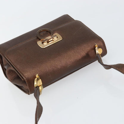 Salvatore Ferragamo Gancini Shoulder Bag Leather, GOLD, LEATHER, Shoulder bag