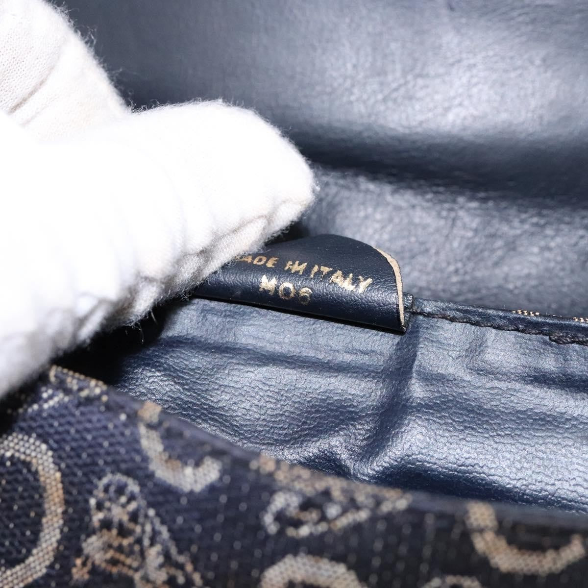 Celine C Sulky Shoulder bag Canvas and Leather, NAVY, CANVAS, Shoulder bag