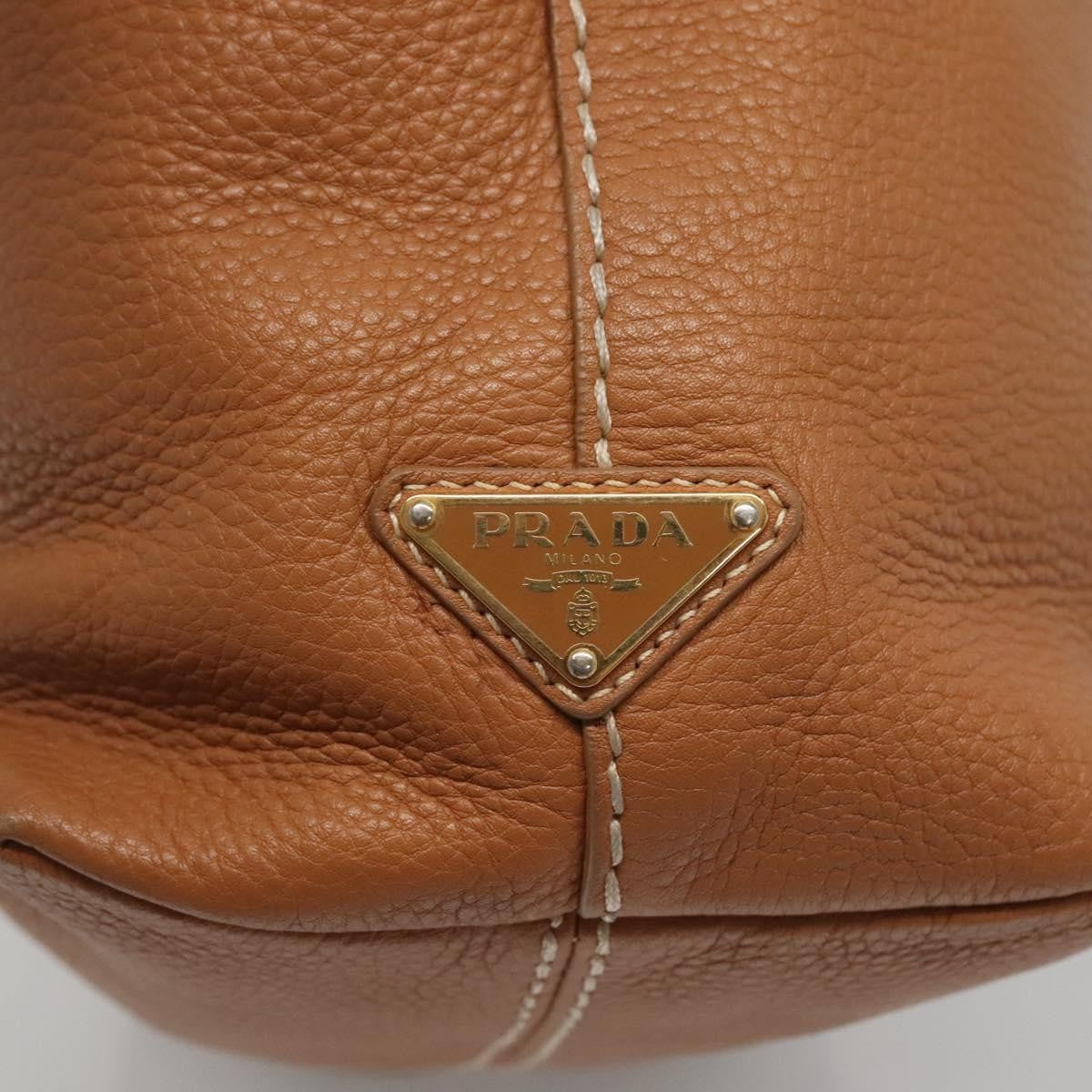 Prada Embossed Logo Convertible Open Tote Vitello Daino, BROWN, LEATHER, Tote bag