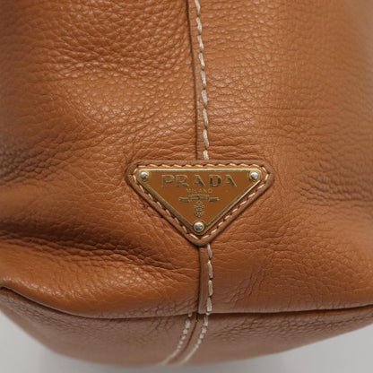 Prada Embossed Logo Convertible Open Tote Vitello Daino, BROWN, LEATHER, Tote bag