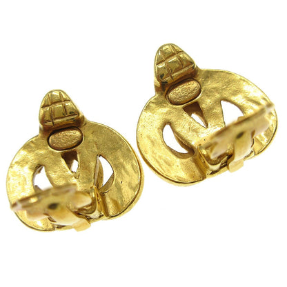 Chanel Vintage CC Heart Clip-On Earrings Metal, GOLD, GOLD_PLATED, Earrings