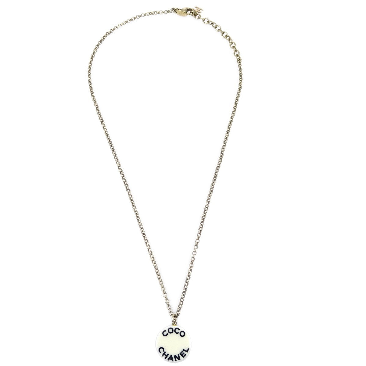 Chanel Vintage CC Pendent Necklace Plated Metal, GOLD, GOLD_PLATED, Necklace