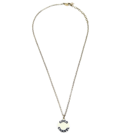 Chanel Vintage CC Pendent Necklace Plated Metal, GOLD, GOLD_PLATED, Necklace