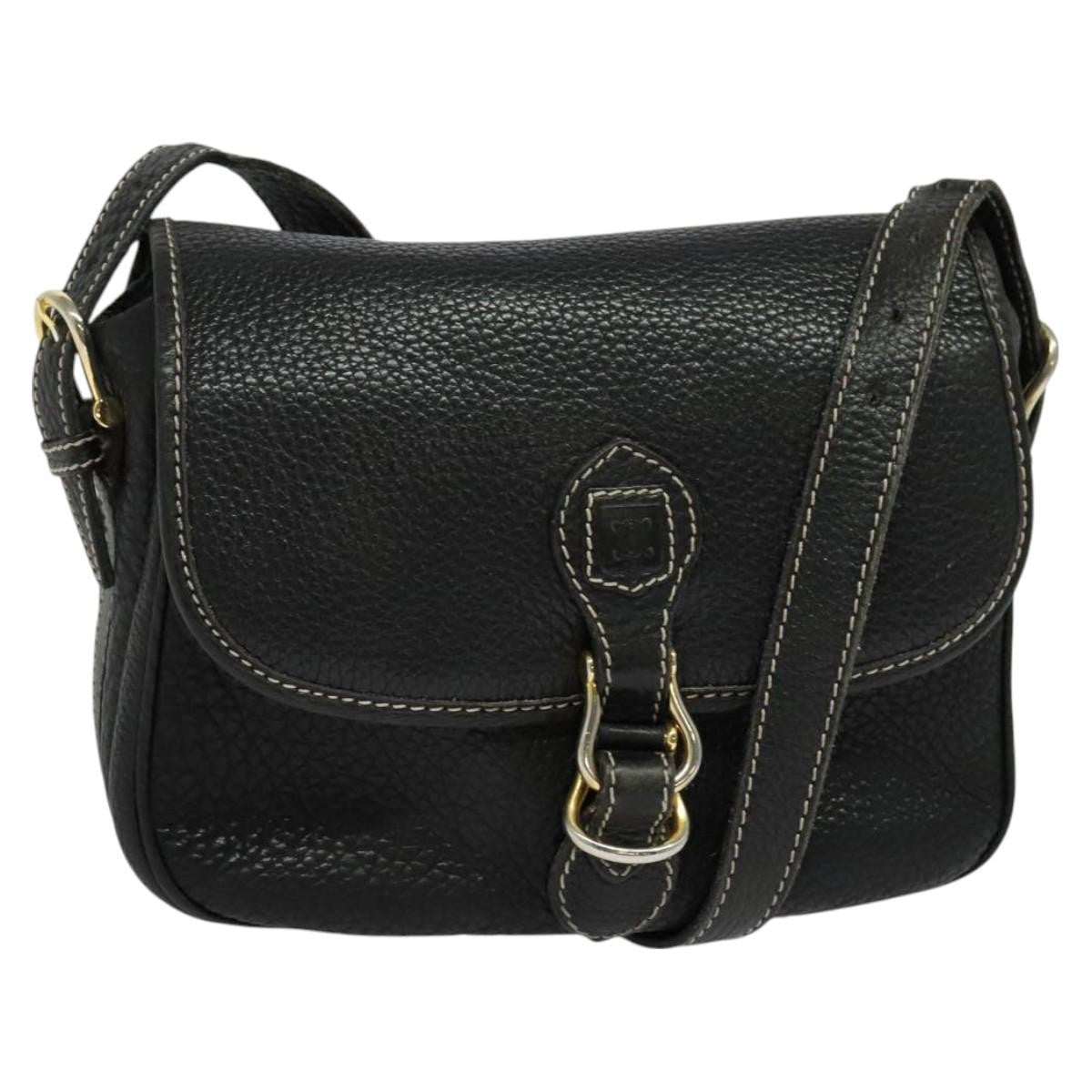 Celine Shoulder Bag Leather, BLACK, LEATHER, Shoulder bag
