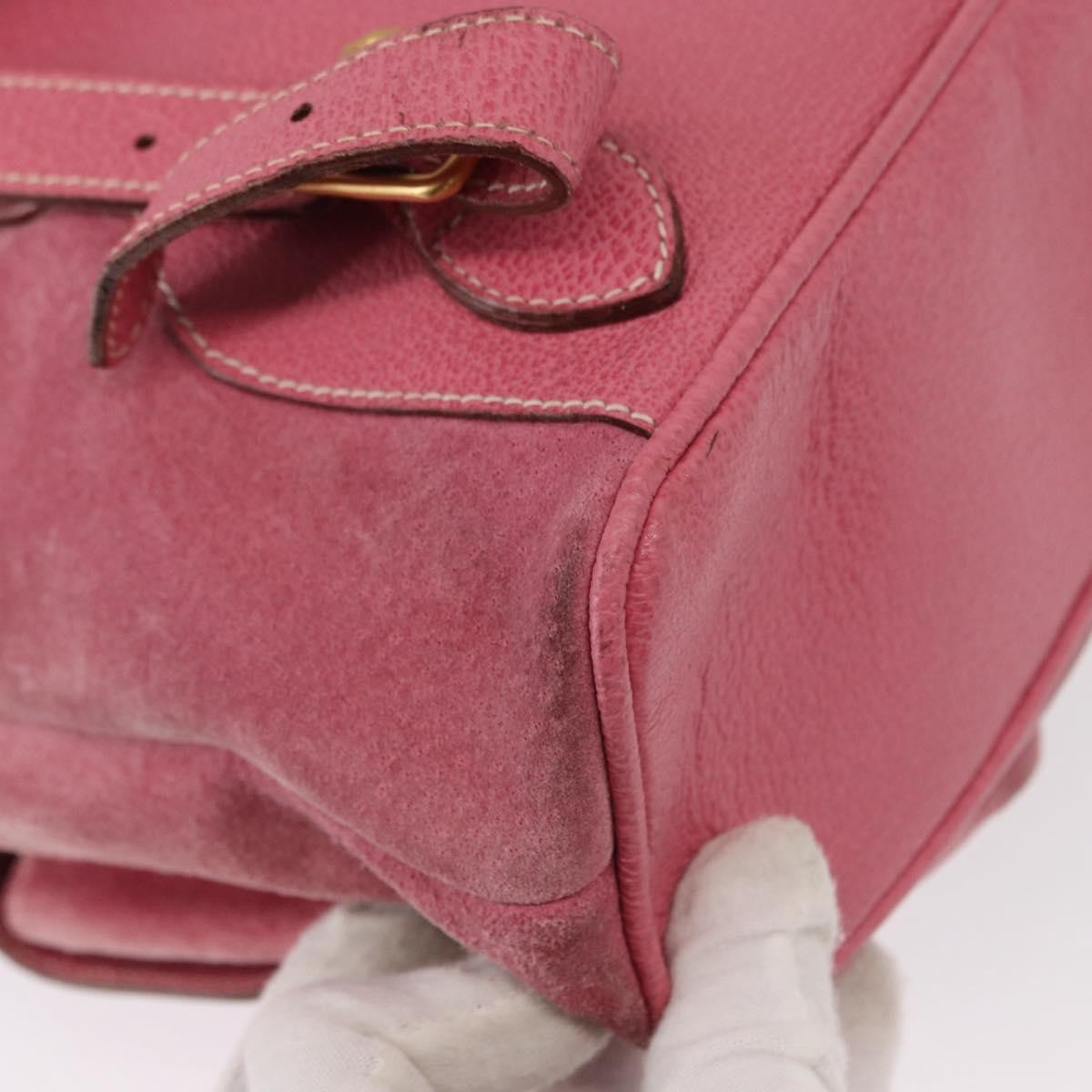 Gucci Vintage Bamboo Backpack Suede, PINK, SUEDE, Backpack